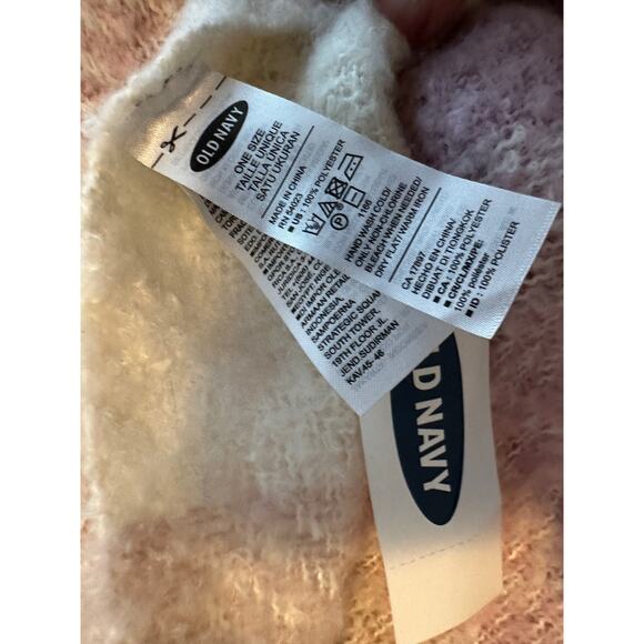 Old Navy NEW NWT Soft Pink and Cream Blanket Scarf with Fringe 22" x 44" - Picture 4 of 6